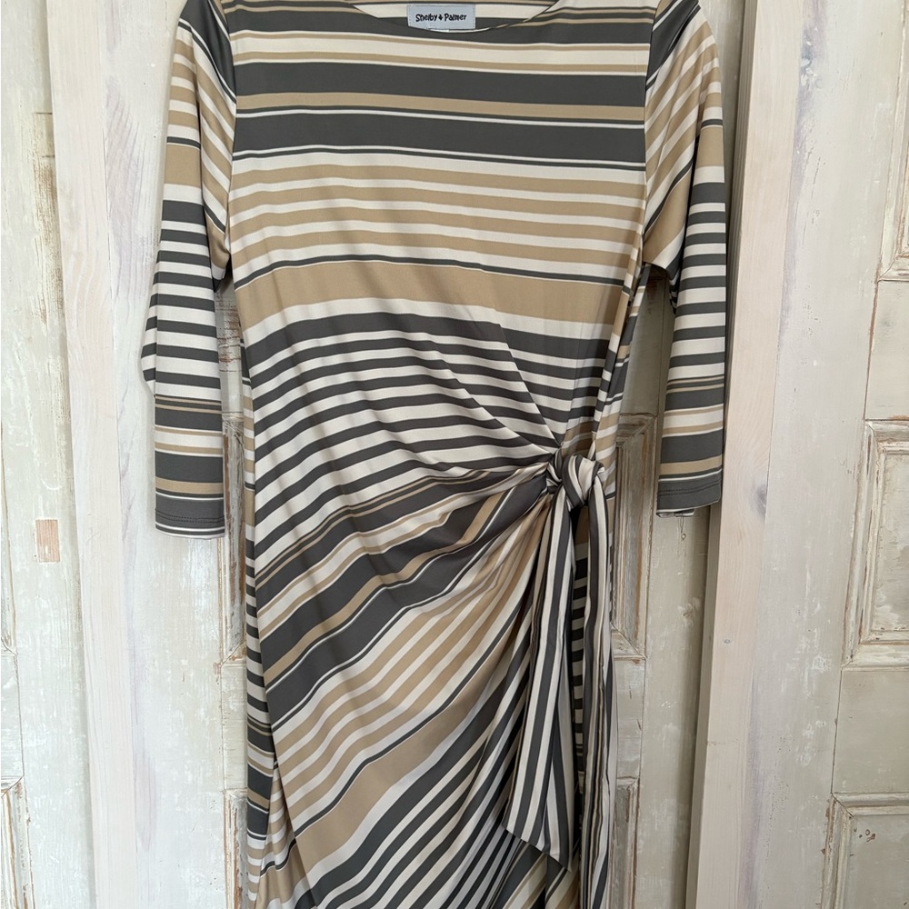 Striped Beige and Gray Dress